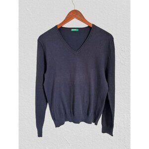 United Colors Of Benetton V-Neck Sweater Cotton Long Sleeve Dusty Purple Size Me